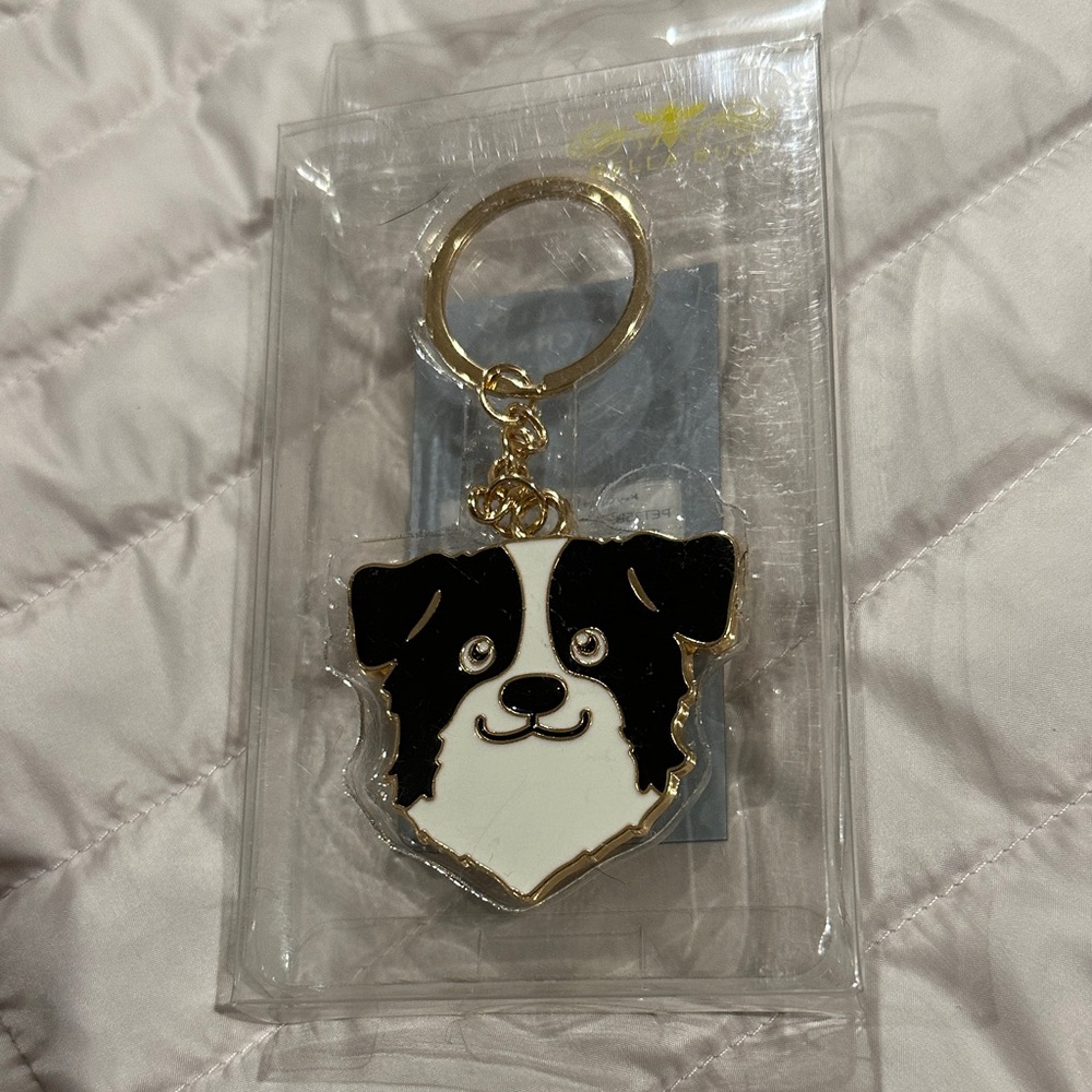 Charming Black and White Dog Keychain